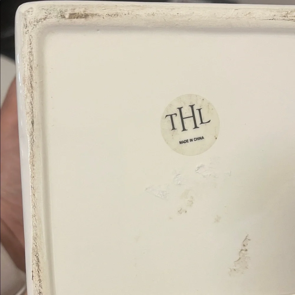 THL white ceramic french Elegant White off  Tea Canister